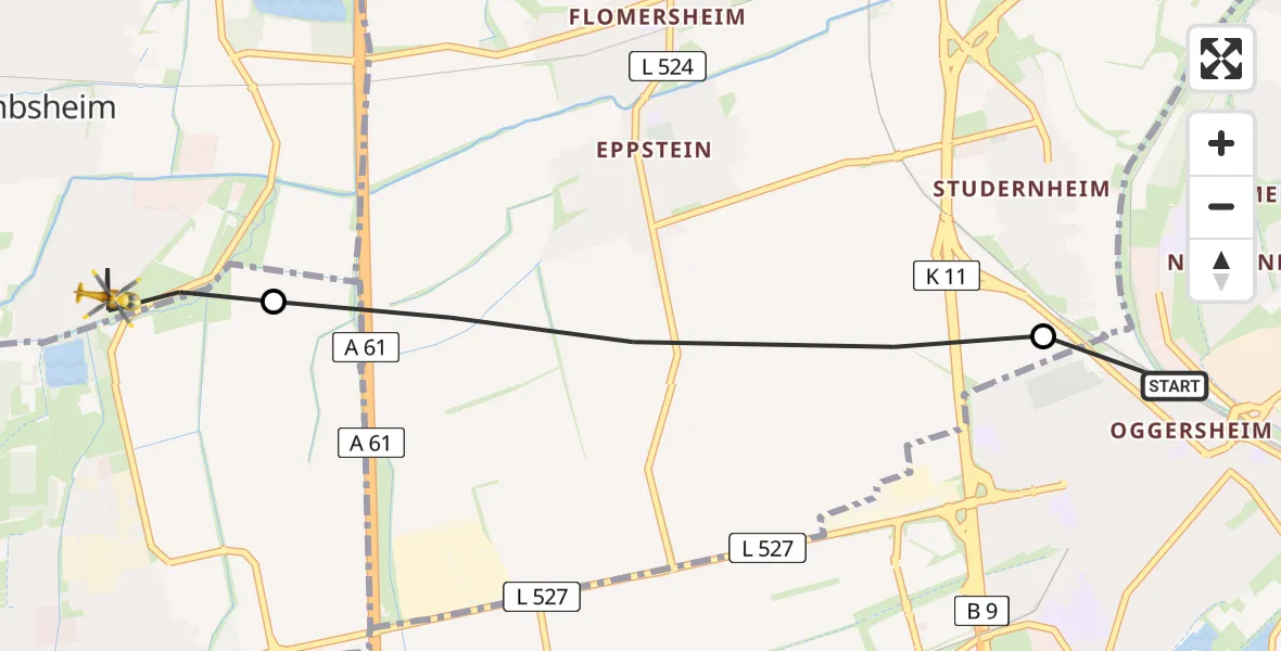 Routekaart van de vlucht: Rettungshubschrauber nach Lambsheim, Pariser Straße