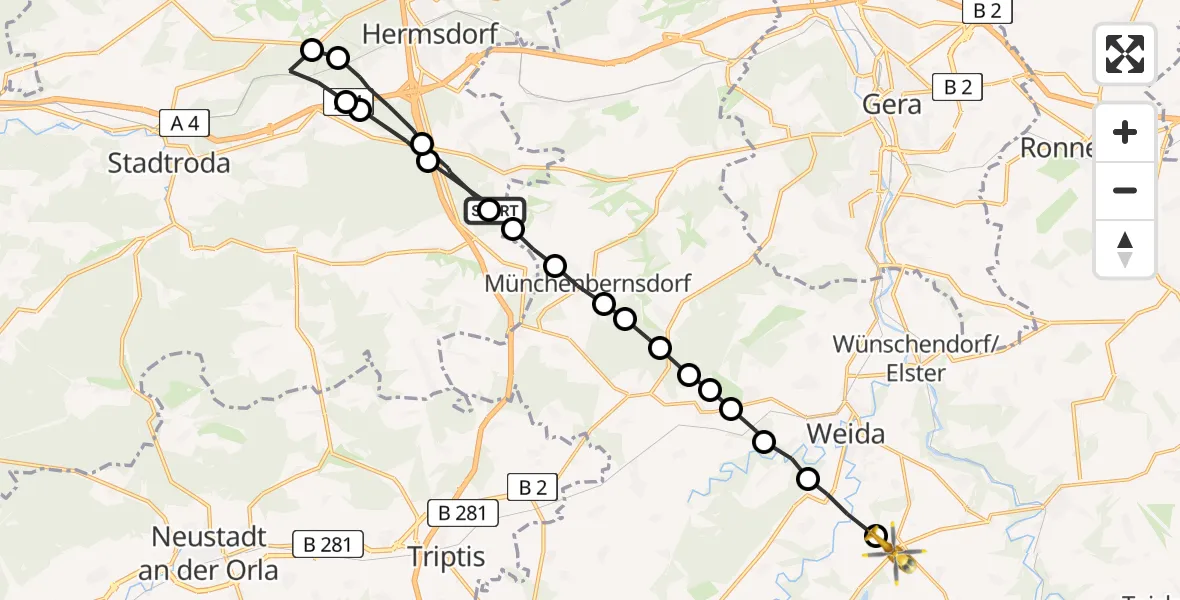Flugroute Rettungshubschrauber Eineborn - Hohenölsen, 04 März 2026, 11:23