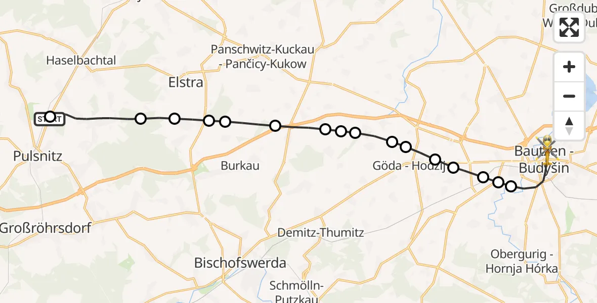 Flugroute Rettungshubschrauber Pulsnitz - Bautzen, 04 März 2026, 11:32