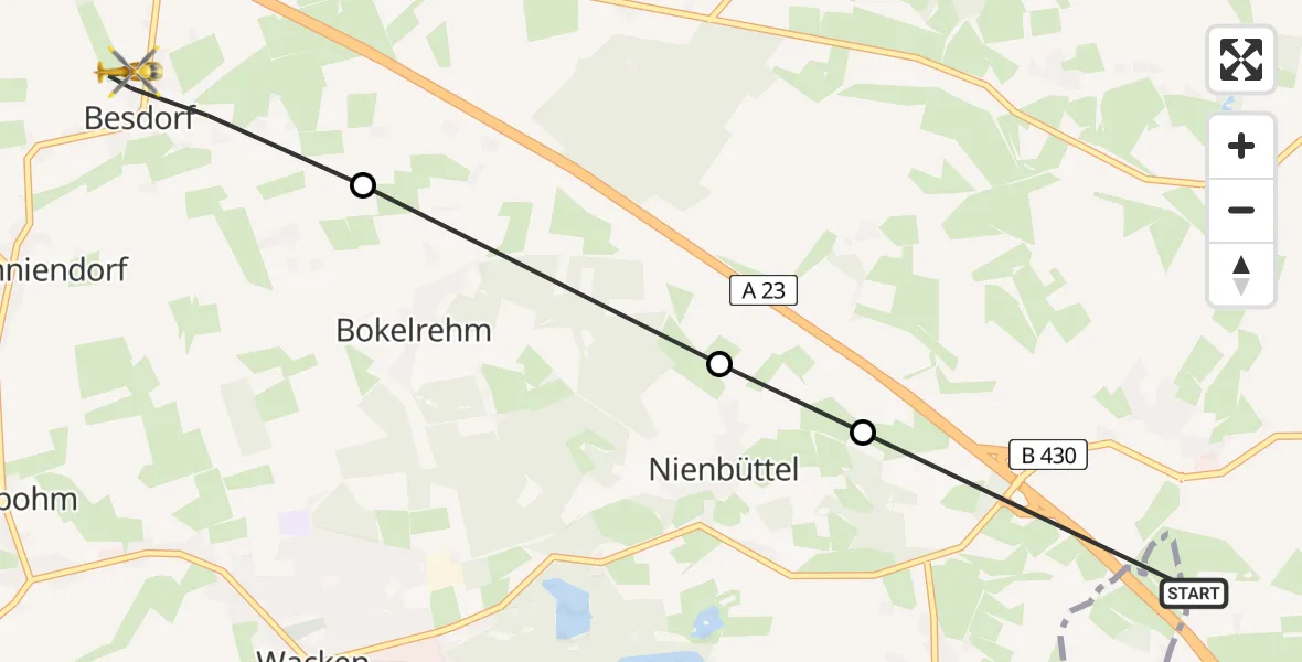 Routekaart van de vlucht: Rettungshubschrauber nach Besdorf, Dorfstraße