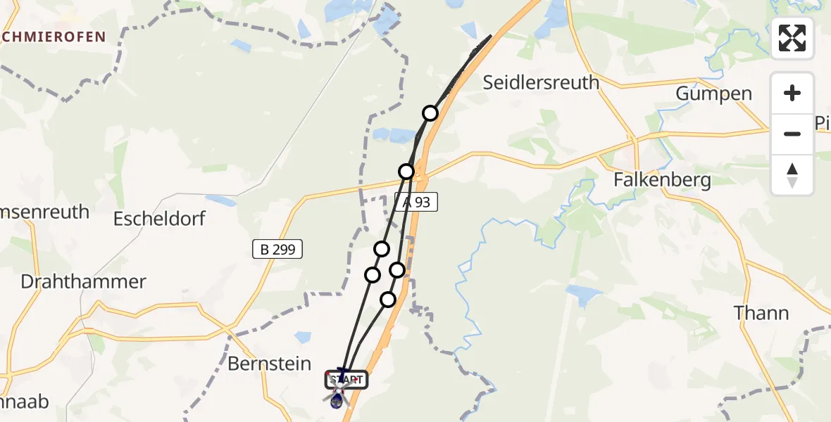 Flugroute Polizeihubschrauber Bernstein - Bernstein, 04 März 2026, 11:39