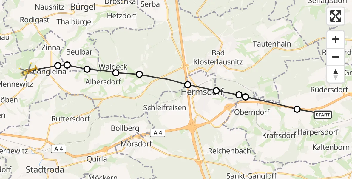 Flugroute Rettungshubschrauber Rüdersdorf - Zinna, 04 März 2026, 12:43