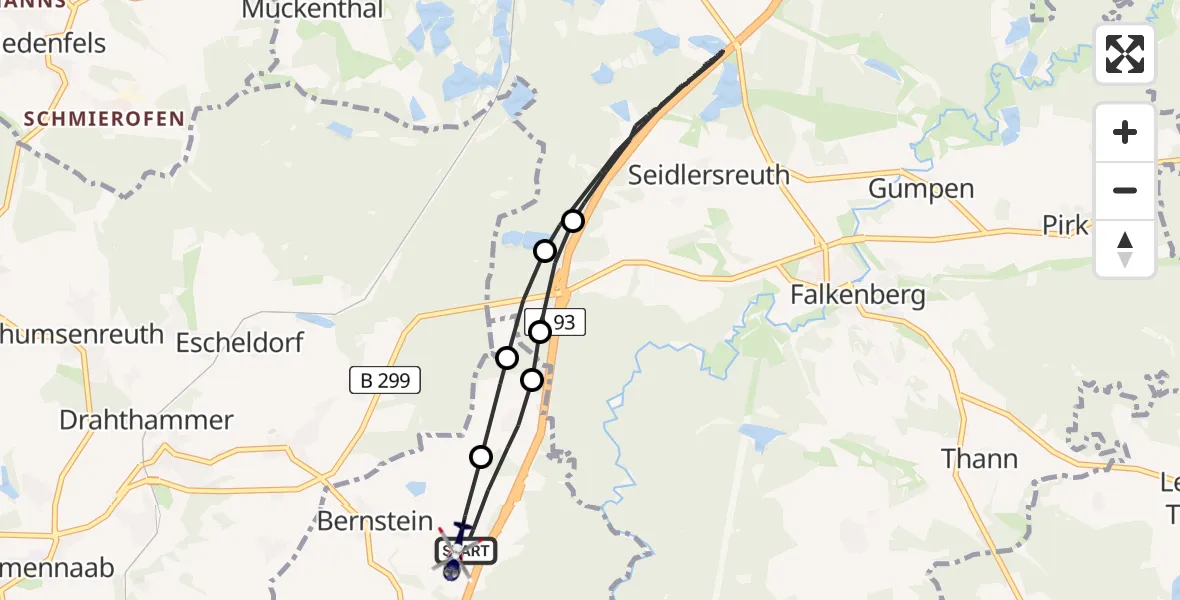 Flugroute Polizeihubschrauber Bernstein - Bernstein, 04 März 2026, 12:47