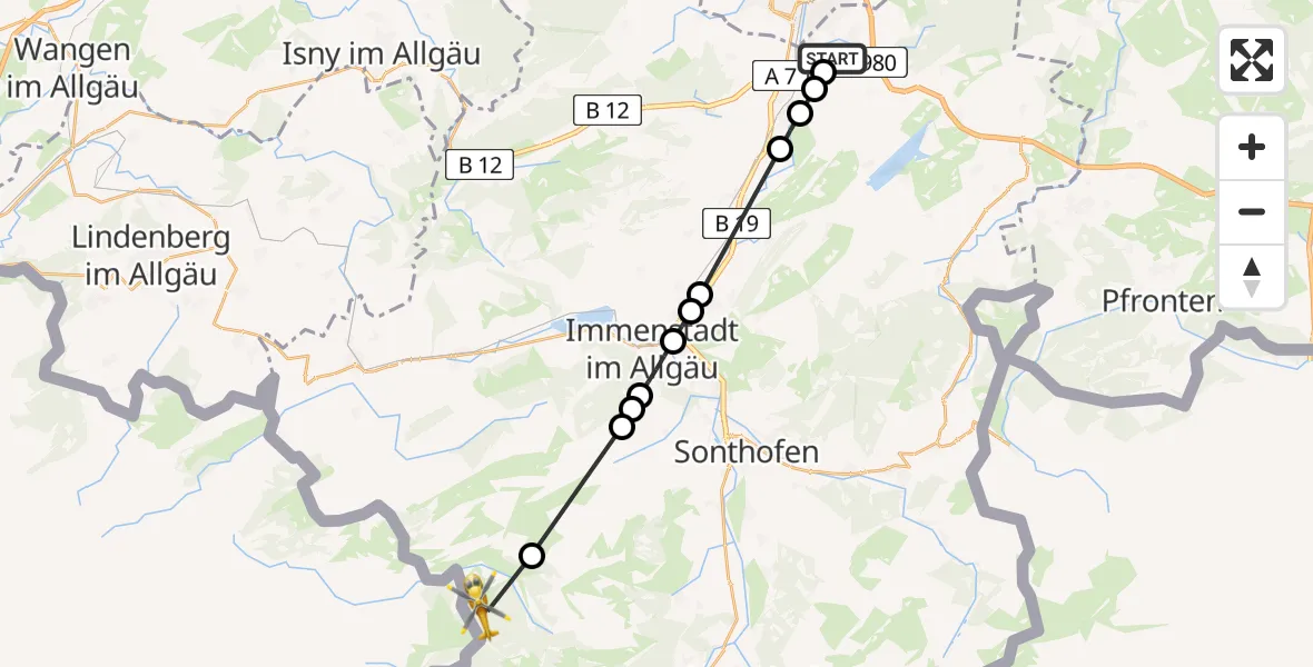 Flugroute Rettungshubschrauber Kempten-Durach Airfield - Balderschwang, 04 März 2026, 12:51
