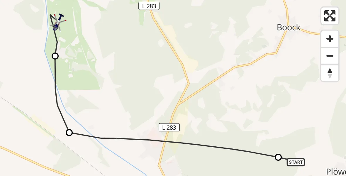 Routekaart van de vlucht: Polizeihubschrauber nach Löcknitz, Gorkow