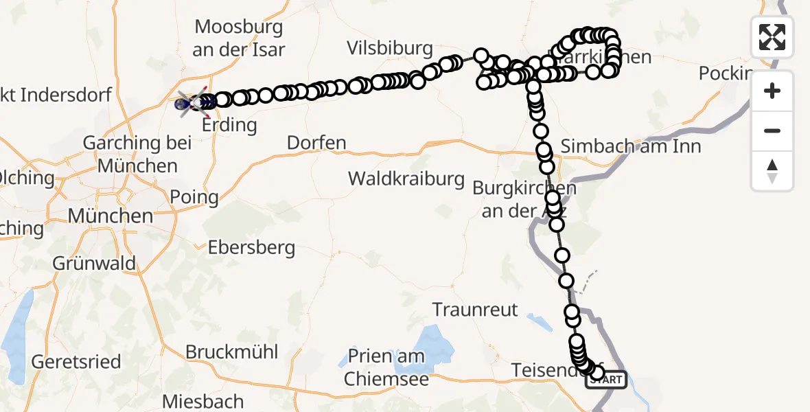 Routekaart van de vlucht: Polizeihubschrauber nach Munich Airport