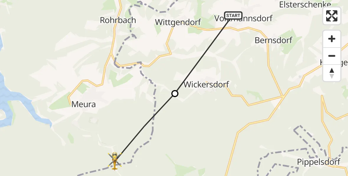 Routekaart van de vlucht: Rettungshubschrauber nach Meura, L 2654