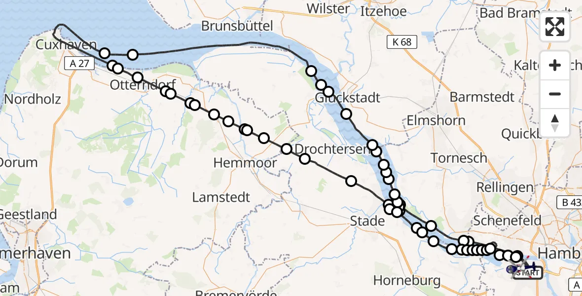Flugroute Polizeihubschrauber Hamburg - Hamburg, 04 März 2026, 13:37