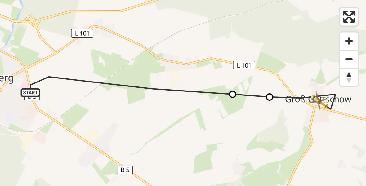 Flugroute Rettungshubschrauber Perleberg - Krampfer, 04 März 2026, 14:01