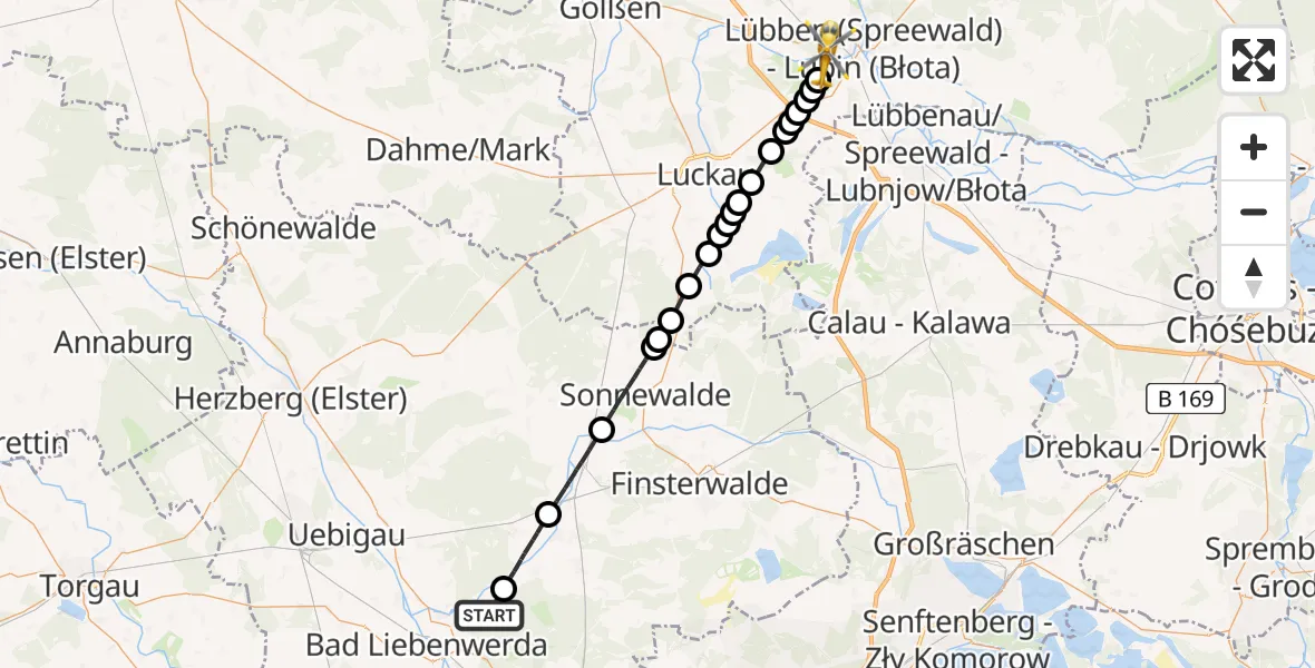 Flugroute Rettungshubschrauber Bad Liebenwerda - Treppendorf, 04 März 2026, 14:36