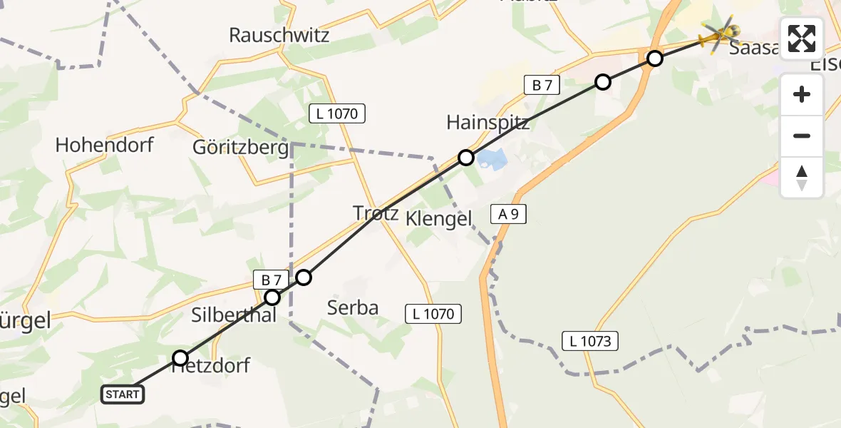 Flugroute Rettungshubschrauber Waldeck - Saasa, 04 März 2026, 14:53