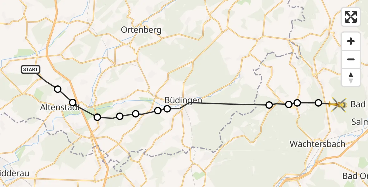 Flugroute Ambulanzhubschrauber Stammheim - Udenhain, 04 März 2026, 14:56