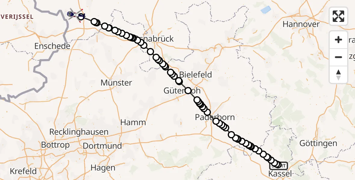 Flugroute Polizeihubschrauber Vellmar - Hesepe, 04 März 2026, 15:05