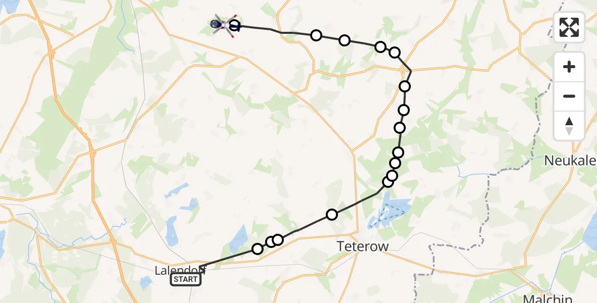 Routekaart van de vlucht: Polizeihubschrauber nach Laage