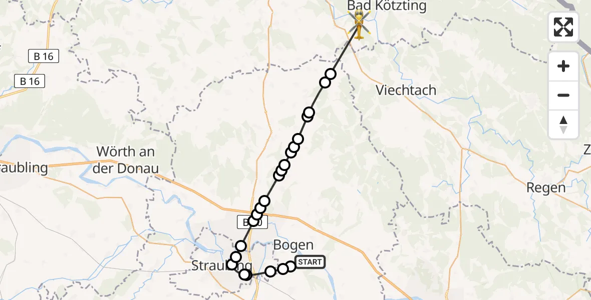 Flugroute Rettungshubschrauber Hermannsdorf - Kreuzbach, 04 März 2026, 16:25