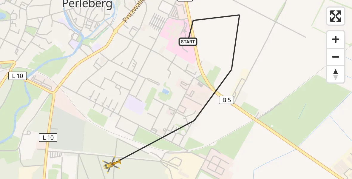 Flugroute Rettungshubschrauber Perleberg - Perleberg, 04 März 2026, 16:42