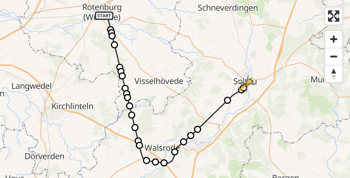 Flugroute Ambulanzhubschrauber Rotenburg - Soltau, 04 März 2026, 16:44