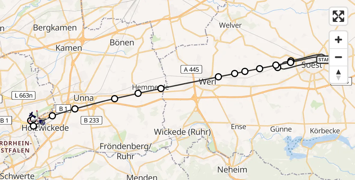 Flugroute Polizeihubschrauber Soest - Dortmund Airport, 04 März 2026, 17:17