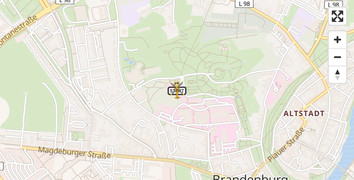 Flugroute Rettungshubschrauber Brandenburg an der Havel - Brandenburg an der Havel, 04 März 2026, 17:42