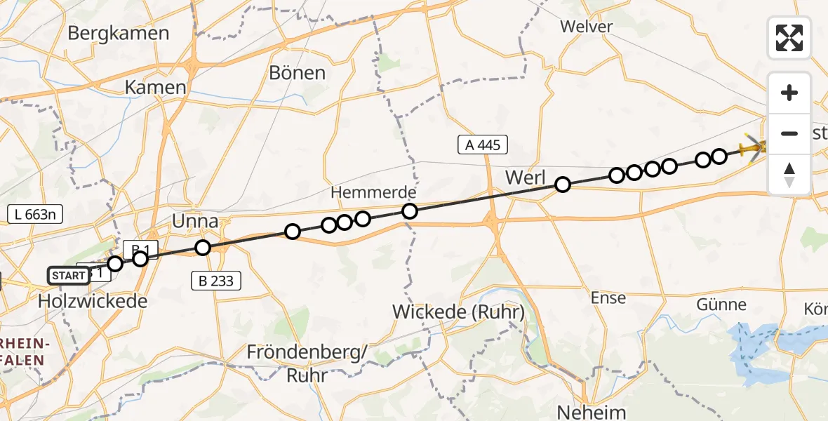 Routekaart van de vlucht: Ambulanzhubschrauber nach Soest, Lülingsohr