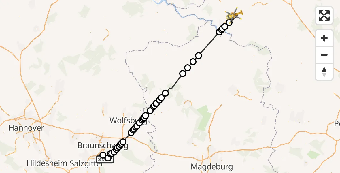 Routekaart van de vlucht: Rettungshubschrauber nach Perleberg, B 5