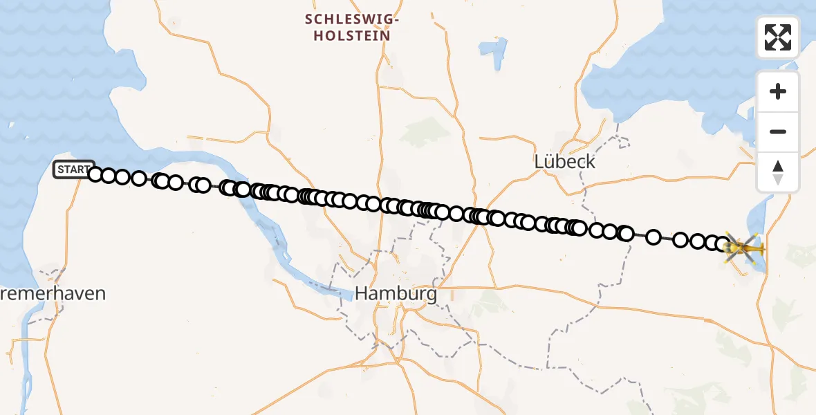 Routekaart van de vlucht: Ambulanzhubschrauber nach Schwerin, Wismarsche Straße