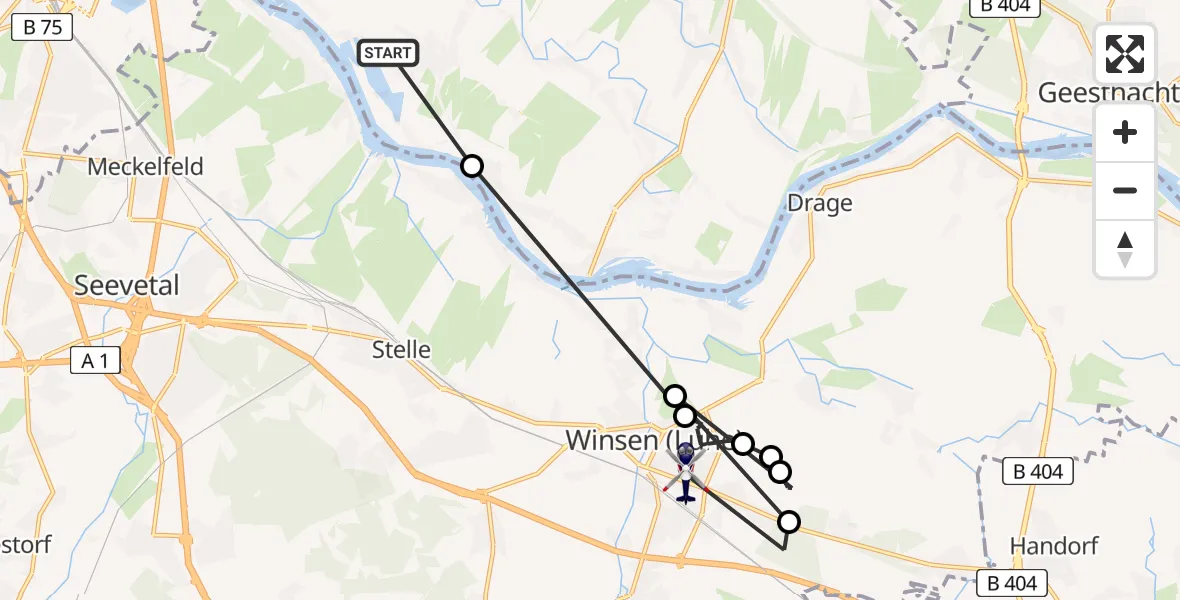 Routekaart van de vlucht: Polizeihubschrauber nach Winsen (Luhe), Pestalozzistraße