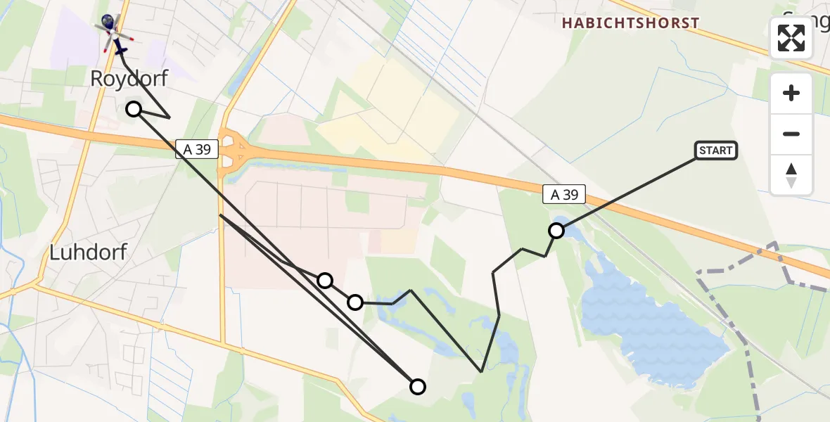 Flugroute Polizeihubschrauber Sangenstedt - Roydorf, 05 März 2026, 00:56