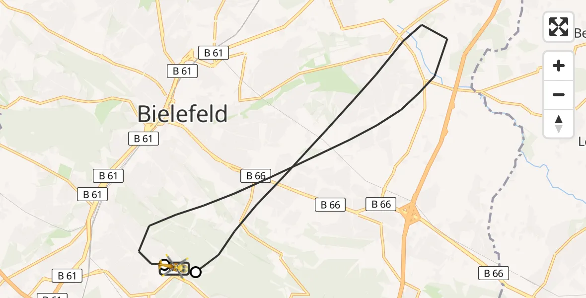 Flugroute Rettungshubschrauber Luftrettungszentrum Bielefeld - Luftrettungszentrum Bielefeld, 05 März 2026, 07:20