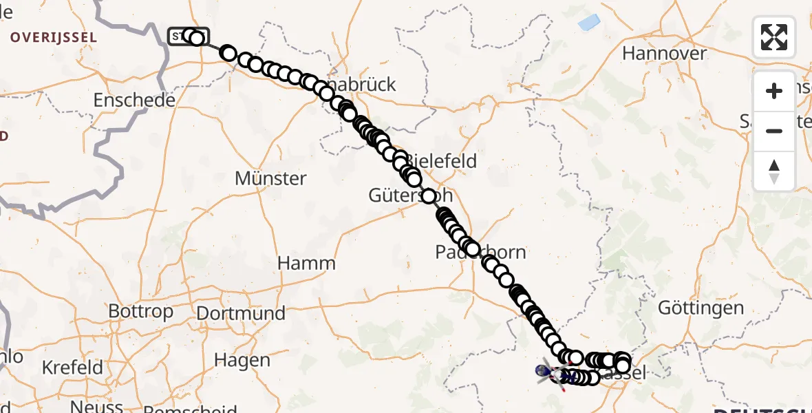 Flugroute Polizeihubschrauber Hesepe - Wolfhagen, 05 März 2026, 07:22