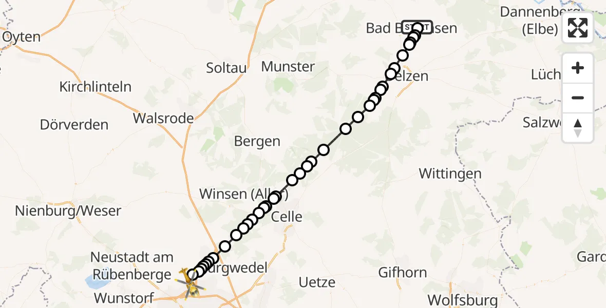 Routekaart van de vlucht: Ambulanzhubschrauber nach Hannover Airport