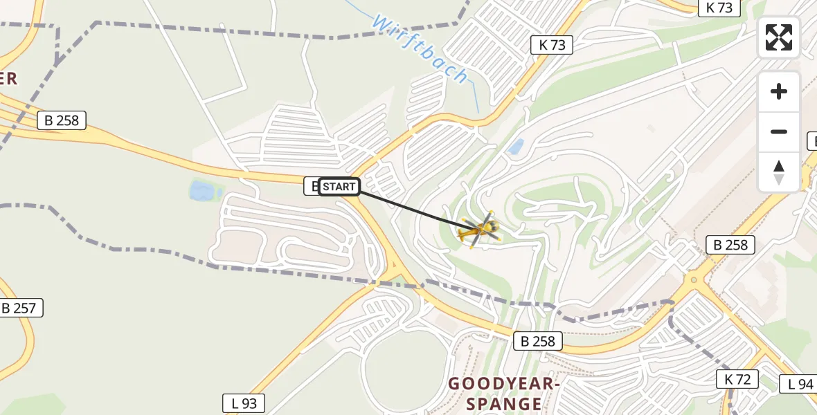 Routekaart van de vlucht: Ambulanzhubschrauber nach Nürburgring Heliport