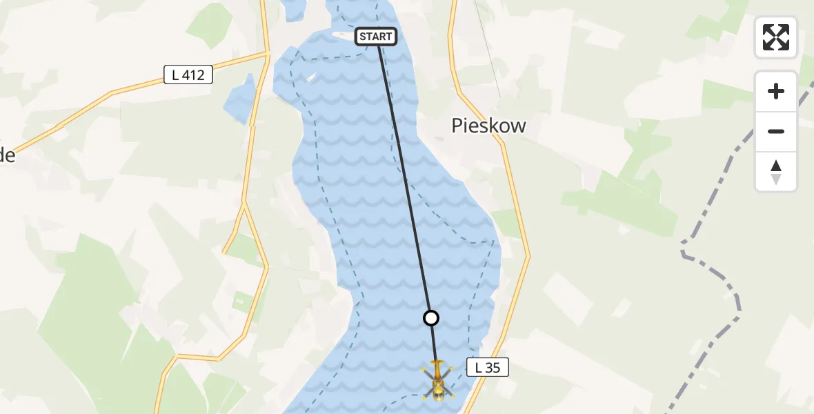 Routekaart van de vlucht: Rettungshubschrauber nach Diensdorf-Radlow, Wiesenweg