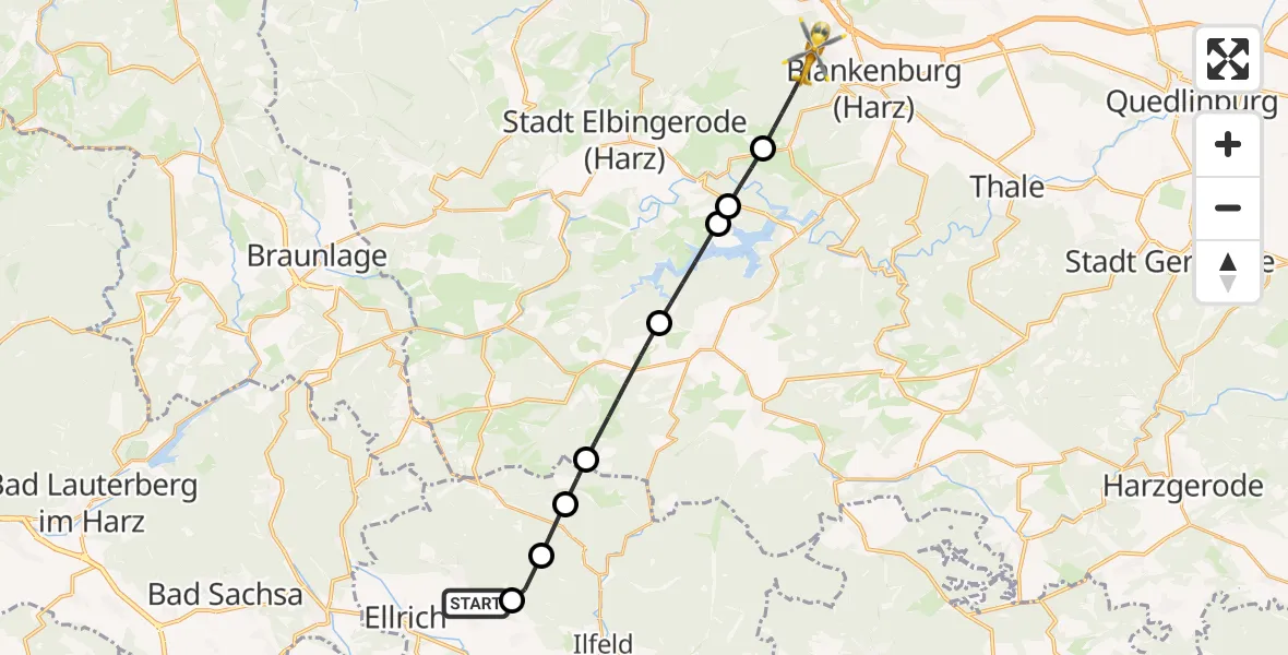 Flugroute Rettungshubschrauber Werna - Blankenburg, 05 März 2026, 09:24