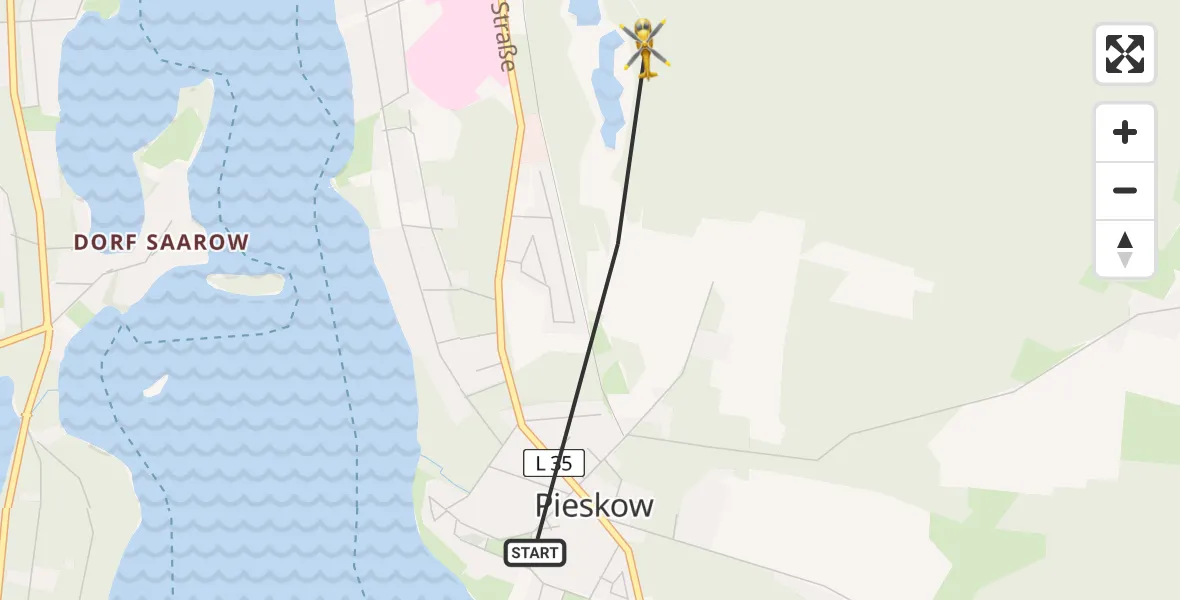 Flugroute Rettungshubschrauber Pieskow - Bad Saarow, 05 März 2026, 09:42