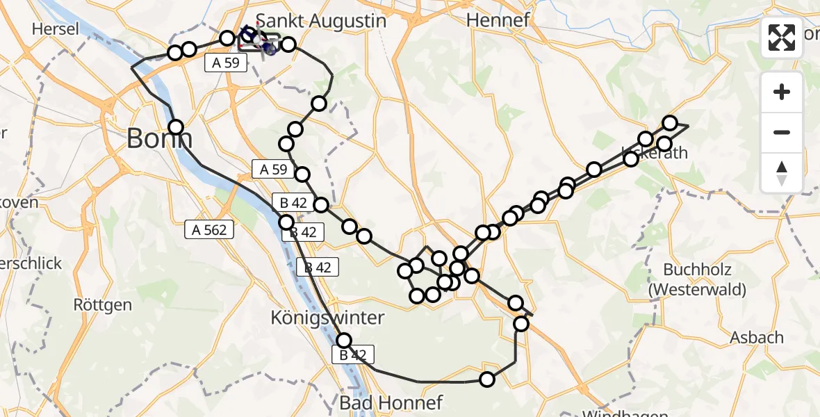 Flugroute Polizeihubschrauber Bonn-Hangelar Airfield - Sankt Augustin, 05 März 2026, 10:11