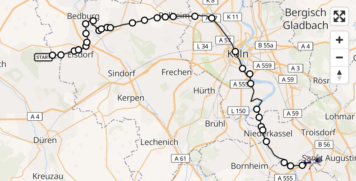 Flugroute Polizeihubschrauber Niederzier - Meindorf, 05 März 2026, 10:12
