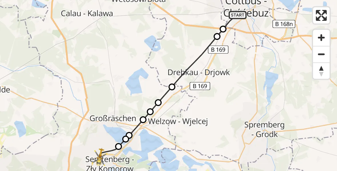 Flugroute Ambulanzhubschrauber Cottbus - Senftenberg, 05 März 2026, 11:02