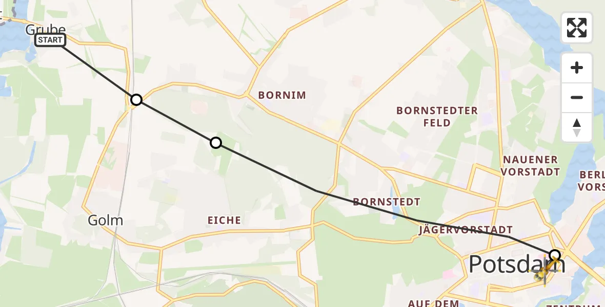 Routekaart van de vlucht: Rettungshubschrauber nach Ernst von Bergmann Clinic Heliport