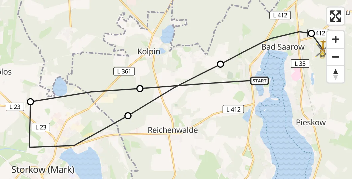 Flugroute Rettungshubschrauber Bad Saarow - Bad Saarow, 05 März 2026, 11:05