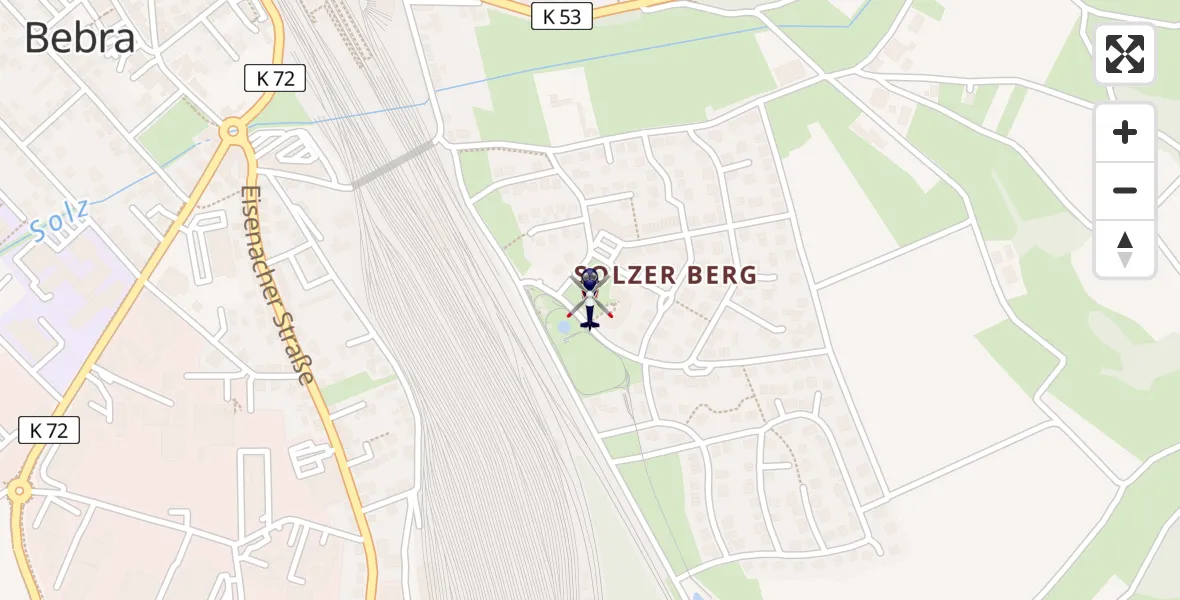 Routekaart van de vlucht: Polizeihubschrauber nach Bebra, Am Wasserturm