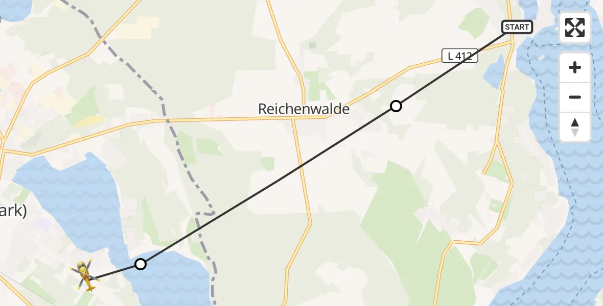 Flugroute Rettungshubschrauber Bad Saarow - Storkow (Mark), 05 März 2026, 11:24