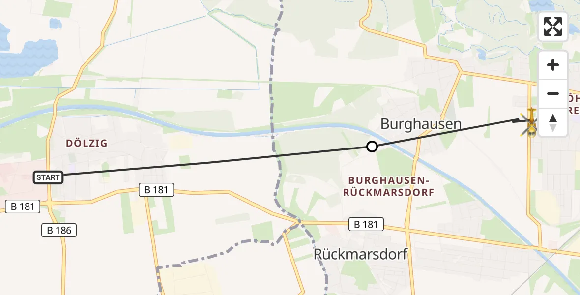 Flugroute Rettungshubschrauber Schkeuditz - Altwest, 05 März 2026, 11:41