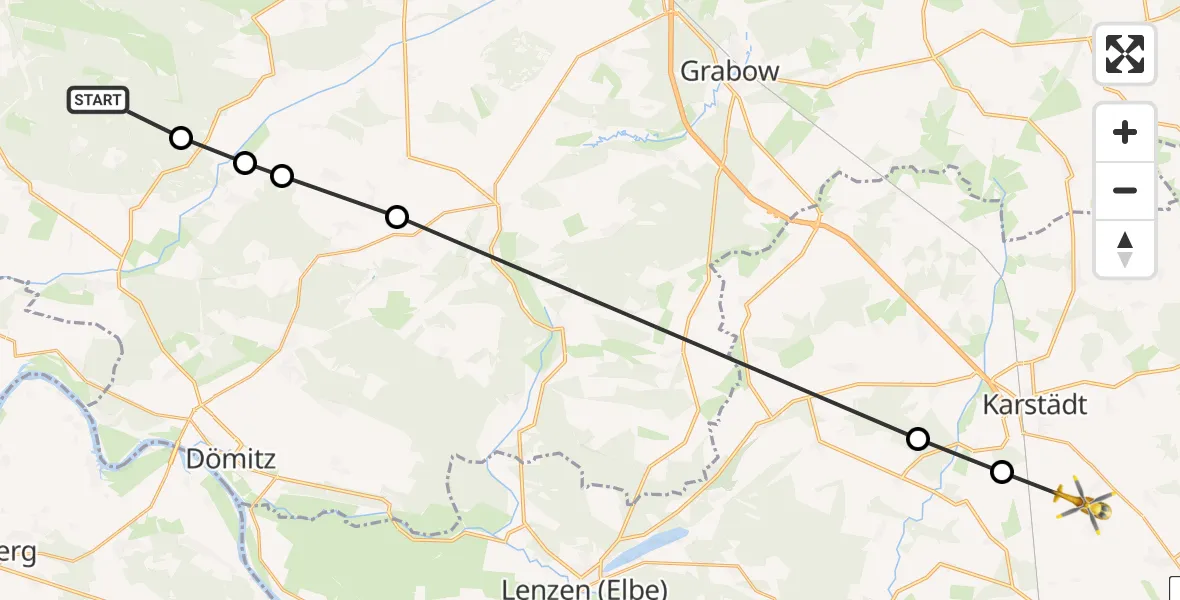 Routekaart van de vlucht: Rettungshubschrauber nach Premslin