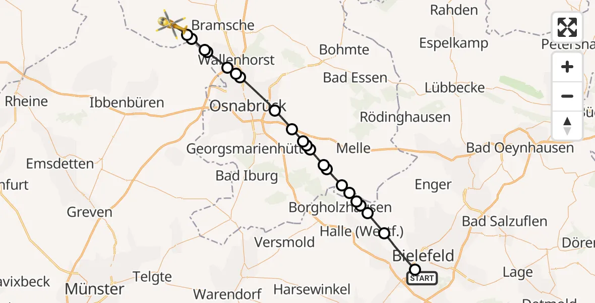 Routekaart van de vlucht: Rettungshubschrauber nach Neuenkirchen, Brookweg