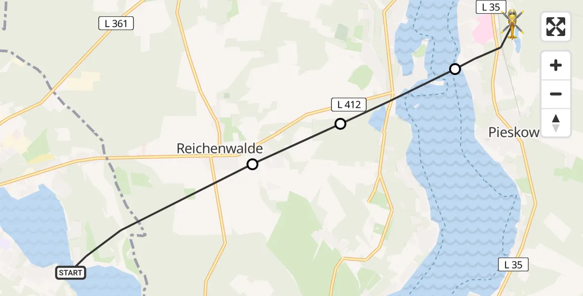 Routekaart van de vlucht: Rettungshubschrauber nach Bad Saarow, Pieskower Straße