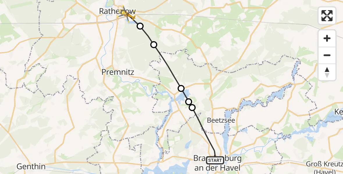 Flugroute Rettungshubschrauber Brandenburg an der Havel - Rathenow, 05 März 2026, 13:31