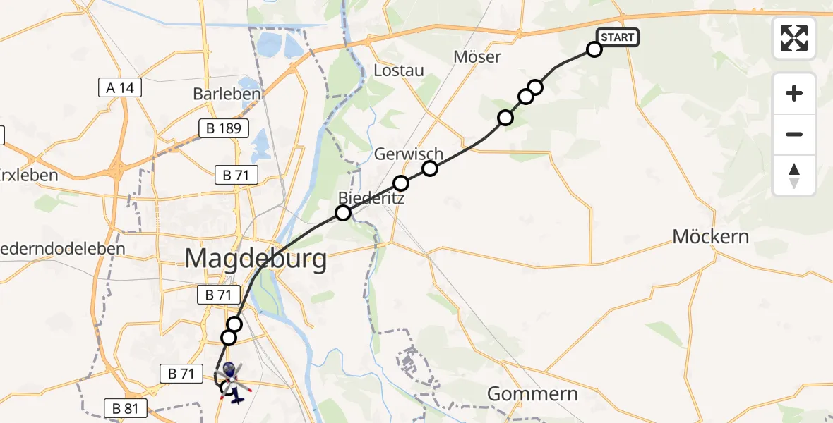 Flugroute Polizeihubschrauber Burg - Magdeburg, 05 März 2026, 13:58