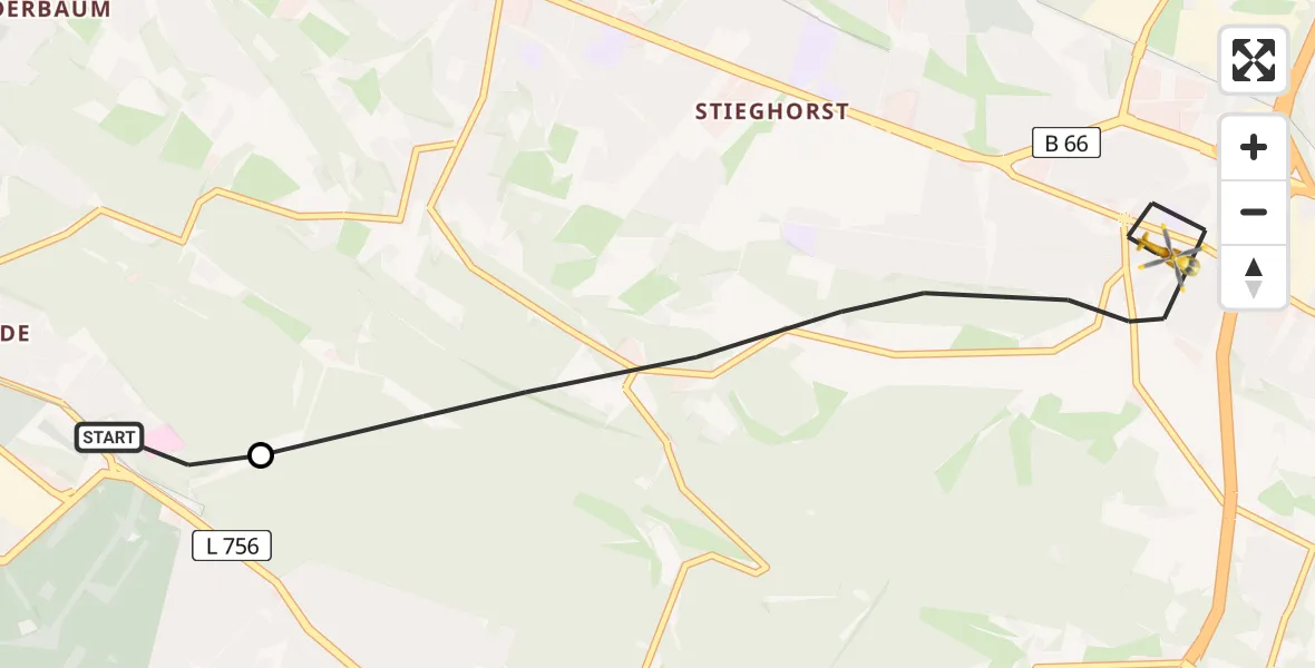 Flugroute Rettungshubschrauber Luftrettungszentrum Bielefeld - Bielefeld, 05 März 2026, 13:58