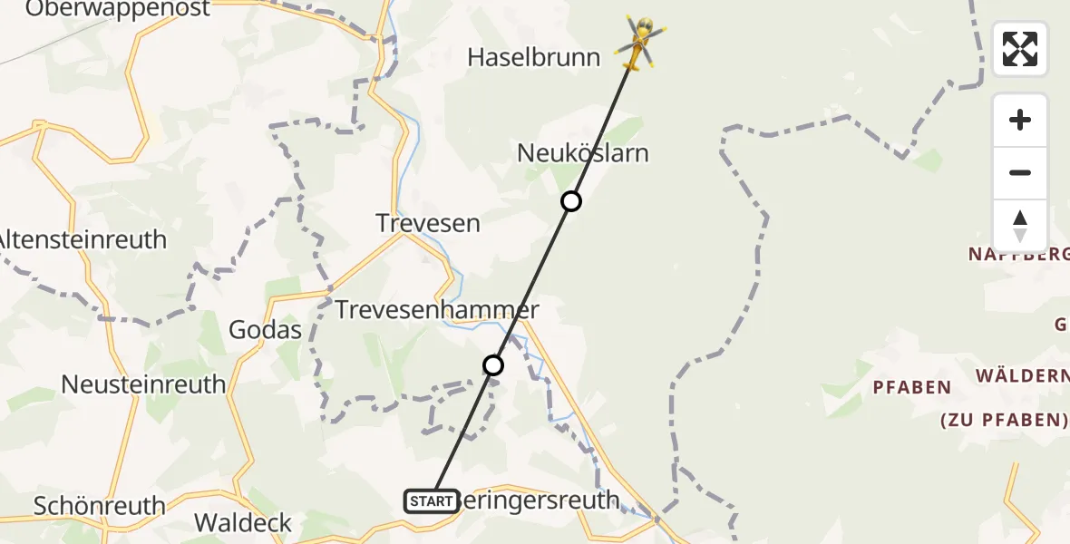 Flugroute Rettungshubschrauber Beringersreuth - Haselbrunn, 05 März 2026, 14:31